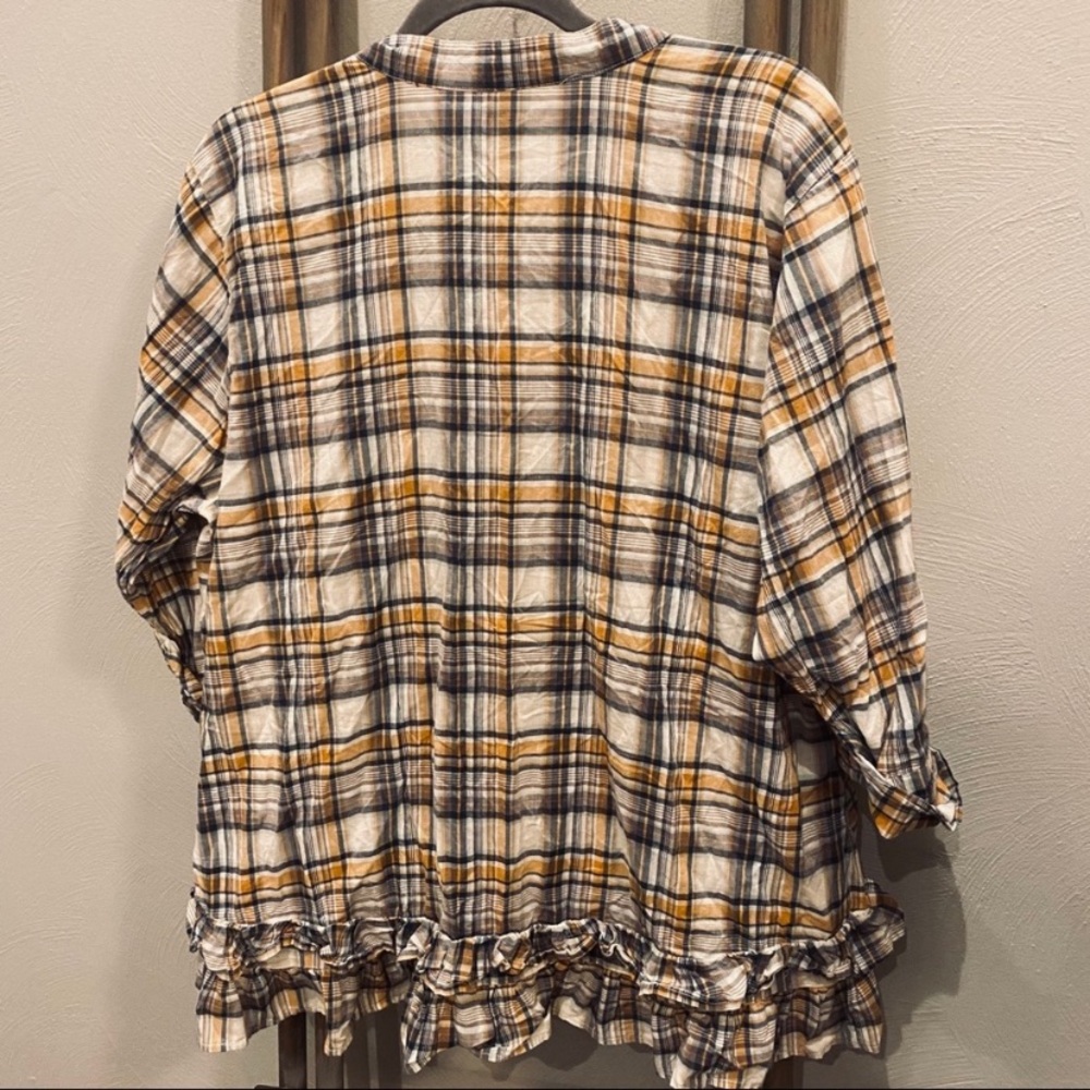 Torrid Ruffled Plaid Button Down - image 2